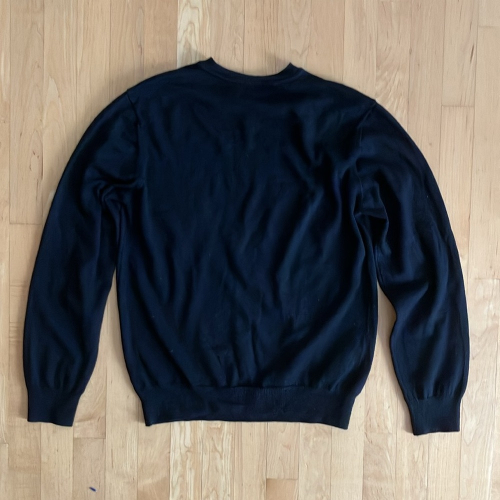 Black 100% merino v-neck sweater Black Brown 1826 small - Picture 7 of 7